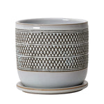 Sagebrook Home 14771-04 6" Ceramic Diamond Planter with Saucer, Brown