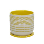 Sagebrook Home Ceramic 6" Planter W/ Saucer, Yellow