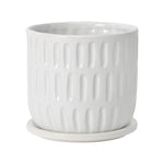 Sagebrook Home Ceramic 6" Textured Planter W/ Saucer, Beige