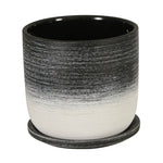 Sagebrook Home 14771-08 6" Ceramic Planter with Saucer, Black