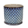 Sagebrook Home 14771-10 6" Ceramic Dotted Planter with Saucer, Blue