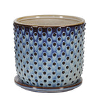 Sagebrook Home 14771-10 6" Ceramic Dotted Planter with Saucer, Blue