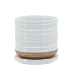 Sagebrook Home 14772-01 5" Ceramic Planter with Saucer, White
