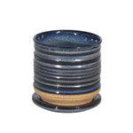Sagebrook Home 14772-05 5" Ceramic Textured Planter with Saucer, Blue