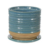 Sagebrook Home Ceramic 6" Textured Planterw/ Saucer, Aqua