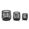 Sagebrook Home Set of 3 Bamboo Footed Planters 17/14/10", Black