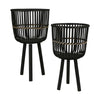 Sagebrook Home Set of 2 Bamboo Footed Planters 28/22", Black