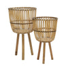 Sagebrook Home Set of 2 Wicker Footed Planters 10/12", Natural