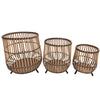 Sagebrook Home 14780-06 17"/14"/10" Bamboo Footed Planters, Natural, Set of 3