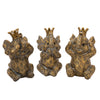 Sagebrook Home Set of 3 Resin Hear No, See No Speak no Elephants, Gold