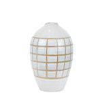 Sagebrook Home Ceramic 14``, Patterned Vase, Beige