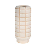 Sagebrook Home Ceramic 13``, Patterned Vase, Beige