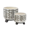 Sagebrook Home 14804-01 6"/8" Ceramic Geo Footed Planter, White, Set of 2