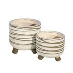 Sagebrook Home Set of 2 Ceramic 6/8" Footed Planter, White