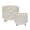Sagebrook Home Set of 2 Ceramic 6/8" Footed Planter W/ Spots, White