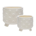 Sagebrook Home Set of 2 Ceramic 6/8" Footed Planter W/ Spots, White