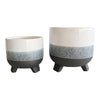 Sagebrook Home Set of 2 Ceramic 6/8" Footed Planter, Layered Gray