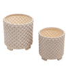 Sagebrook Home 14806-02 8"/10" Ceramic Textured Footed Planter, White, Set of 2