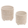 Sagebrook Home 14806-04 8"/10" Ceramic Abstract Footed Planter, White, Set of 2