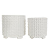 Sagebrook Home Set of 2 Ceramic 8/10" Footed Planter W/ Bubbles, White