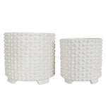 Sagebrook Home Set of 2 Ceramic 8/10" Footed Planter W/ Bubbles, White