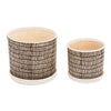 Sagebrook Home 14807-03 6"/8" Ceramic Planter with Saucer, Beige, Set of 2