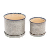 Sagebrook Home 14807-04 6"/8" Ceramic Planter with Saucer, Blue, Set of 2