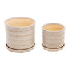 Sagebrook Home 14807-07 6" & 8" Tribal Planter with Saucer, Beige, Set of 2