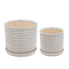 Sagebrook Home 14807-09 6"/8" Textured Planter with Saucer, Beige, Set of 2
