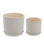Sagebrook Home 14807-10 6"/8" Square Dot Planter with Saucer, Beige, Set of 2