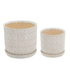 Sagebrook Home 14807-11 6"/8" Chevron Planter with Saucer, Beige, Set of 2