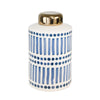 Sagebrook Home Ceramic 9.5`` Jar With Gold Lid, Blue