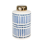 Sagebrook Home Ceramic 9.5`` Jar With Gold Lid, Blue