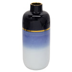 Sagebrook Home 14812-01 16" Ceramic Vase with Gold Trim, Blue/White