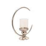 Sagebrook Home 14817-01 19" Aluminum Ring Candle Holder with Glass, Silver