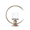 Sagebrook Home Aluminum 17" Ring Candle Holder W/Glass, Silver