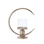 Sagebrook Home Aluminum 17" Ring Candle Holder W/Glass, Silver