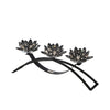 Sagebrook Home 14827-01 16" Metal/Glass 3 Lotus Votive Candle Holder, Black