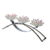 Sagebrook Home Metal/Glass 16" 3 Lotus Candle Holder, Rainbow