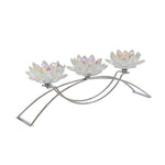 Sagebrook Home 14827-04 16" Metal/Glass 3 Lotus Candle Holder,  Rainbow
