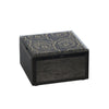 Sagebrook Home 14828-01 5" x 5" Wood/Glass Leaf Design Box, Black/Gold