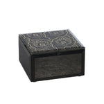 Sagebrook Home 14828-01 5" x 5" Wood/Glass Leaf Design Box, Black/Gold
