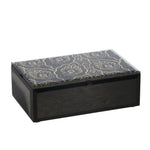 Sagebrook Home 14828-02 9" x 5" Wood/Glass Leaf Design Box, Black/Gold