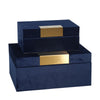 Sagebrook Home Set of 2 Velveteen Jewelry Box, Navy / Gold