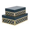 Sagebrook Home Set of 2 Wood / Glass Jewelry Box,Teal