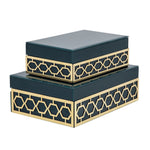 Sagebrook Home Set of 2 Wood / Glass Jewelry Box,Teal
