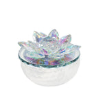 Sagebrook Home Crystal Lotus 5`` Trinket Jar,Rainbow