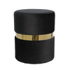 Sagebrook Home Velvet Ottoman W/ Gold Belt, Black