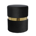 Sagebrook Home Velvet Ottoman W/ Gold Belt, Black