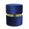 Sagebrook Home Velvet Ottoman W/ Gold Belt, Navy